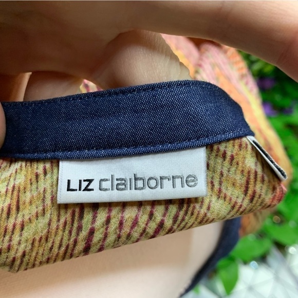 Liz Claiborne Woman’s Small Sheer Tunic Orange Cream Chevron Print Long Sleeve - Picture 10 of 10